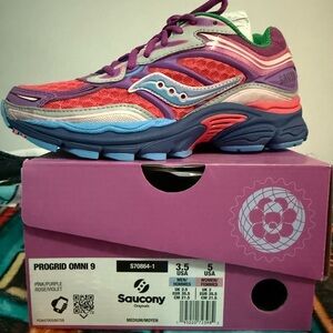 Saucony Pink and Purple Athletic Shoes with Breathable Mesh